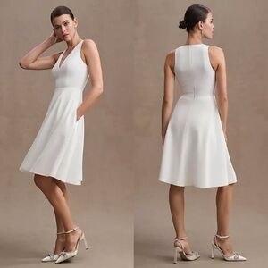 NWT DRESS THE POPULATION Ivory CATALINA Pocket FIT & FLARE Cocktail DRESS XXS